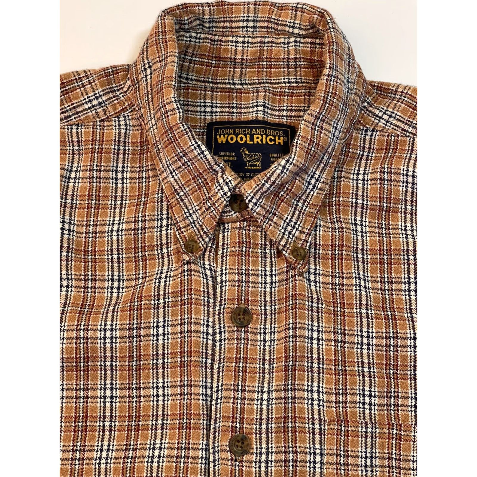 Vintage VINTAGE Woolrich Shirt Buck Skin Plaid Button-Up Flannel Checkered Sz L Men’s Regular Outdoor Woolrich Shirt Size US L / EU 52-54 / 3 - 3 Thumbnail