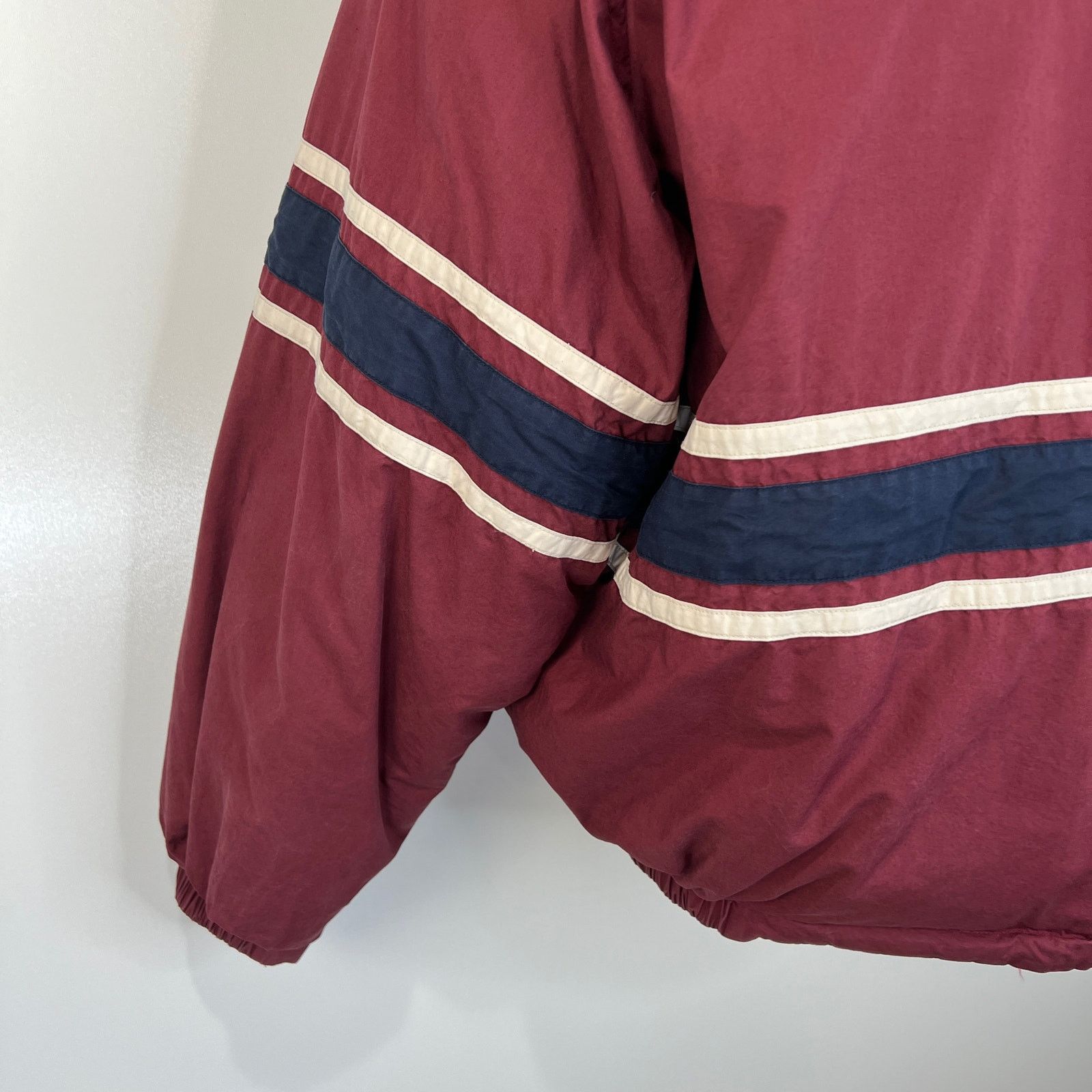 Nautica × Vintage Vintage 80s Nautica Down Puffer Coat Hooded Burgundy Red Size US M / EU 48-50 / 2 - 14 Thumbnail