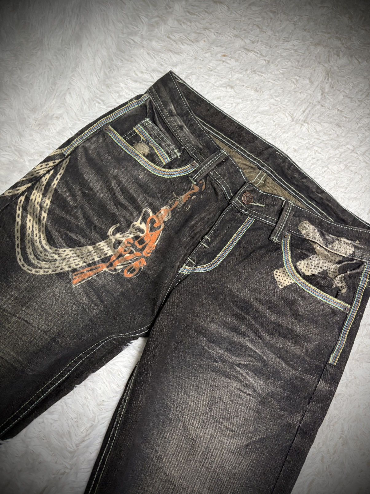 Japanese Brand Rare Solberry printed mudwash jeans Size US 33 - 3 Thumbnail