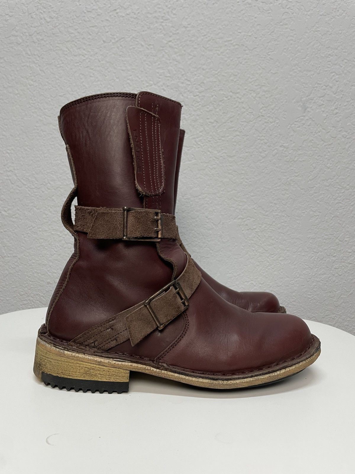 Hedi Slimane Vintage Rick Owens Vibe Burgundy Leather Moto Biker Boots Size US 9 / EU 42 - 9 Thumbnail