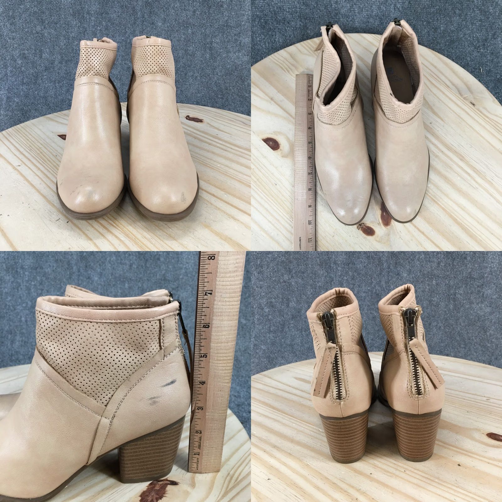 Vintage White Mountain Boots Womens 9.5 M Galveston Ankle Bootie Tan Faux Leather Block Footwear Casual Everyday Boots Womens 9.5 M Brown Boots Size US 10 / IT 40 - 8 Thumbnail