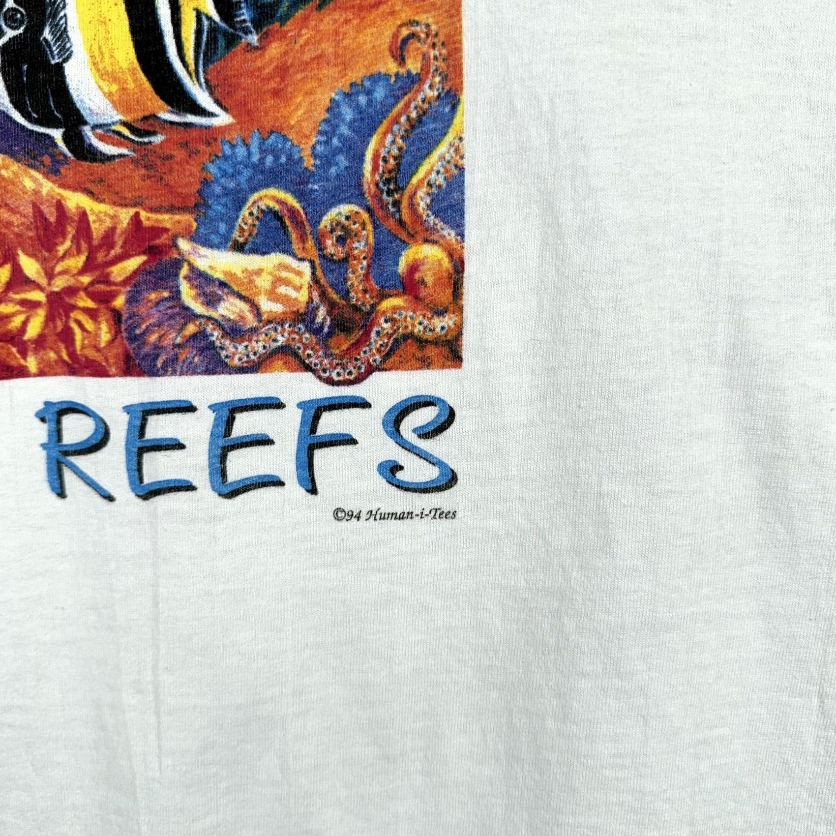 Hanes VINTAGE Hanes Heavyweight 1990s T-Shirt XL White Crew Neck Short Sleeve Save Our Living Coral Reefs 90s Men Size US XL / EU 56 / 4 - 4 Thumbnail