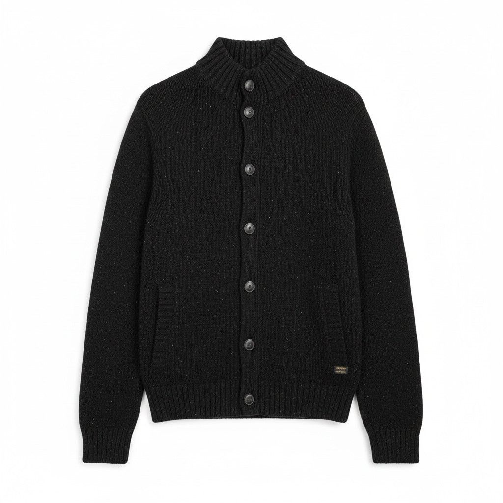 Lucky Brand Lucky Brand Cardigan Sweater Men's S Black Cable Knit Mock Size US S / EU 44-46 / 1 - 1 Thumbnail