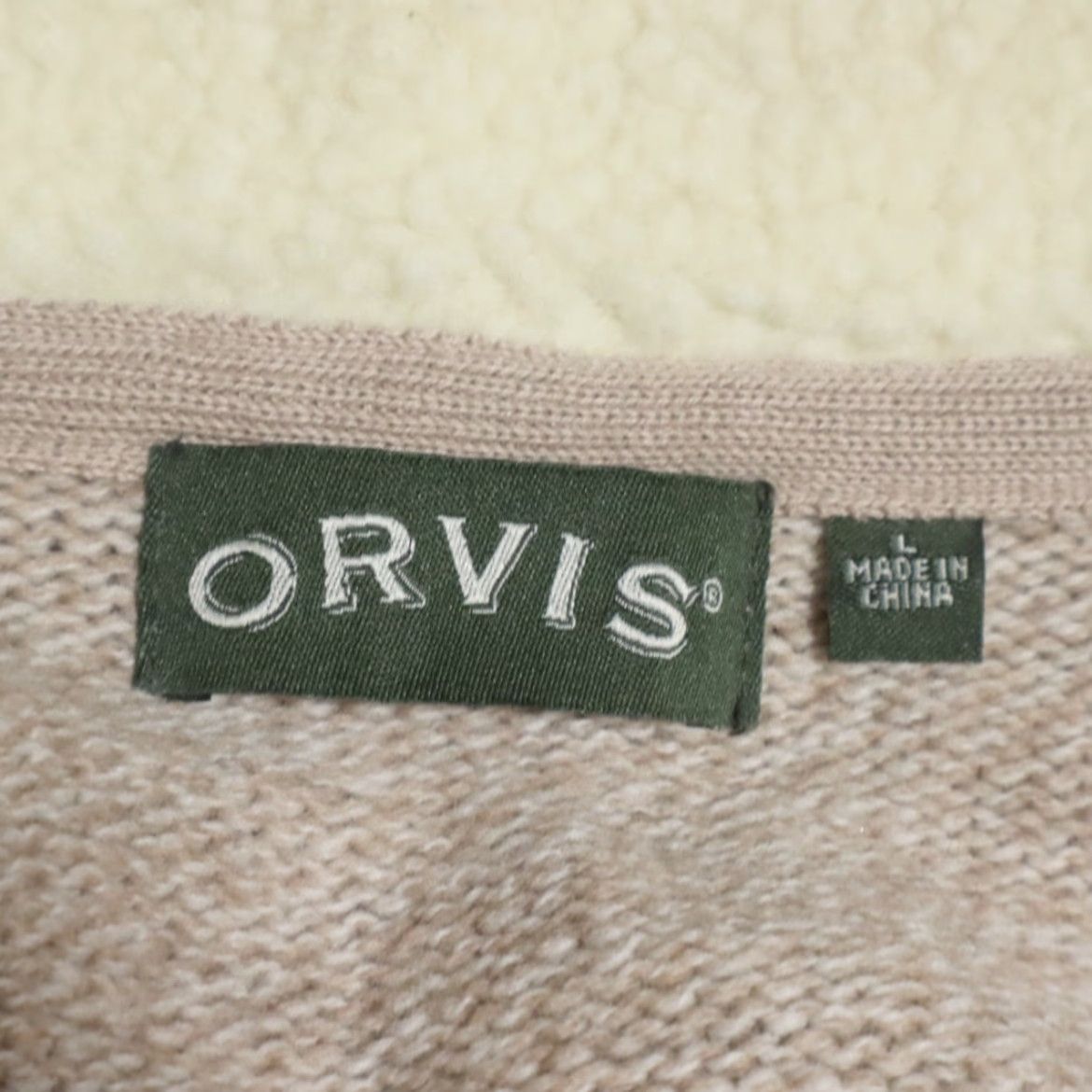 Orvis Orvis Shearling Collar Lambswool Solid Mock Long Sleeve Sweater Wheat Men's L Shirt Size US L / EU 52-54 / 3 - 5 Thumbnail
