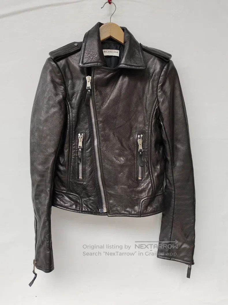 Balenciaga Balenciaga Black biker leather jacket Size S / US 4 / IT 40 - 2 Thumbnail