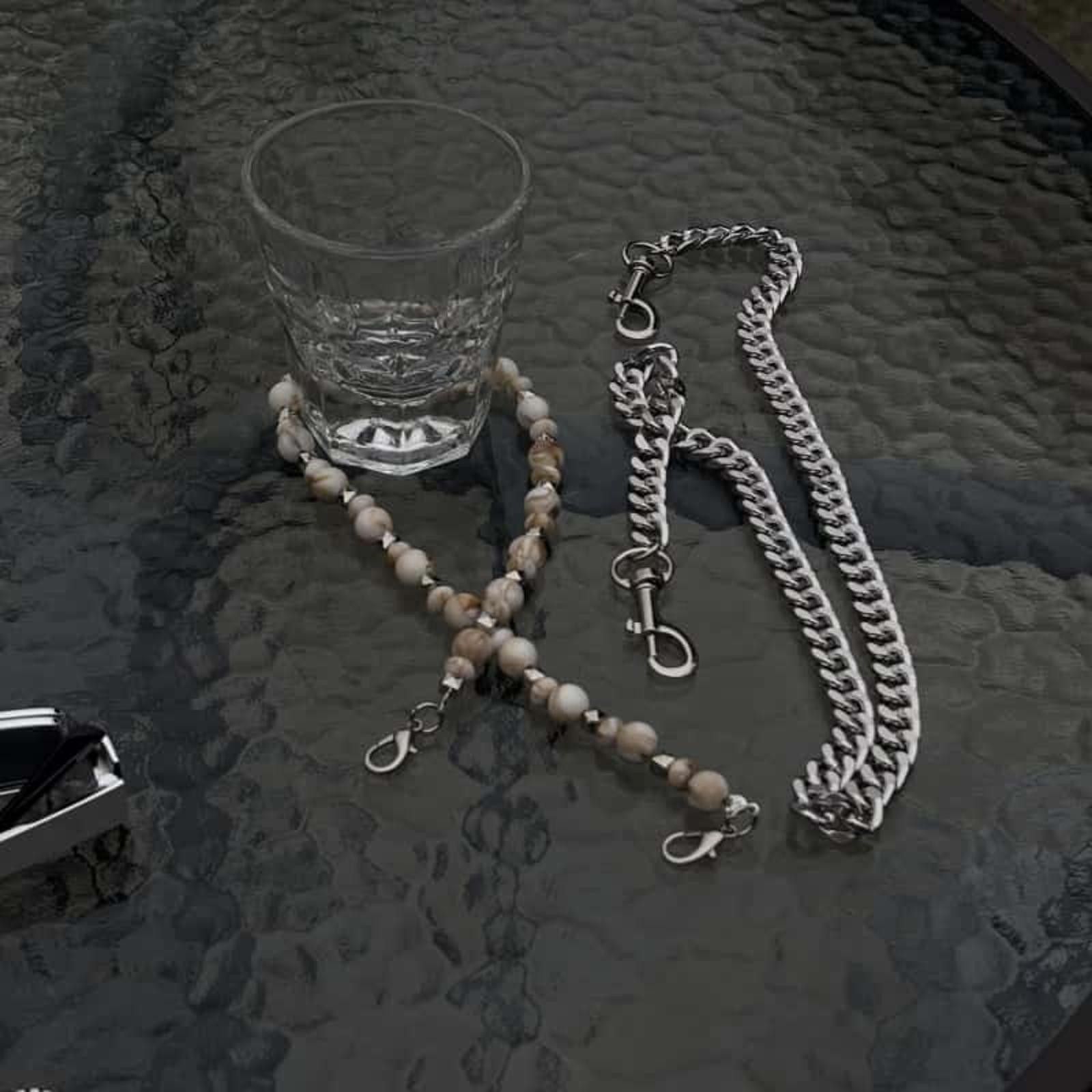 Other Turquoise Beaded Pants Chain – Retro Gray White Style Size ONE SIZE - 4 Thumbnail