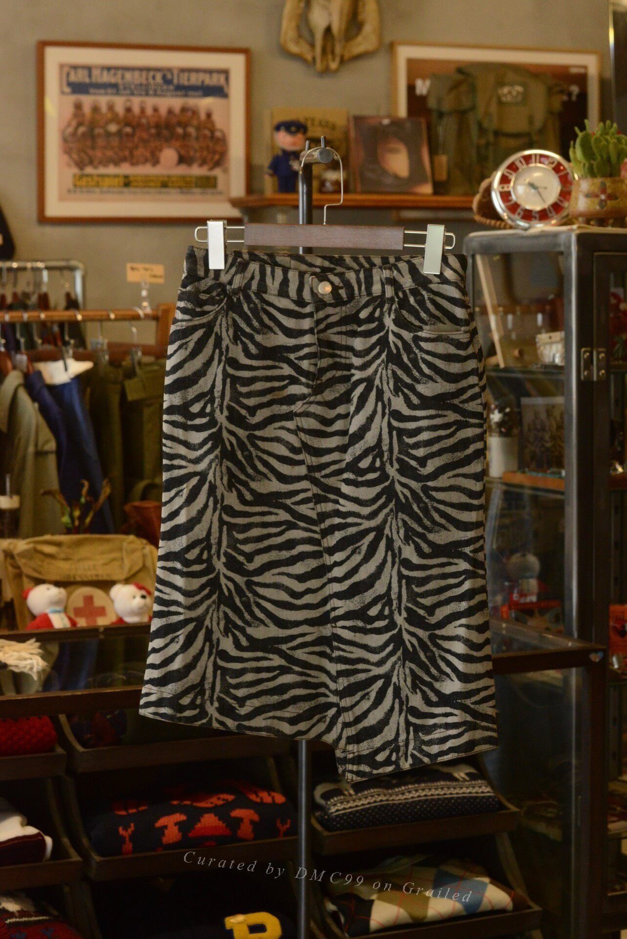 Vintage Zebra Print Denim Skirt Size 36" / US 14 / IT 50 - 1 Thumbnail