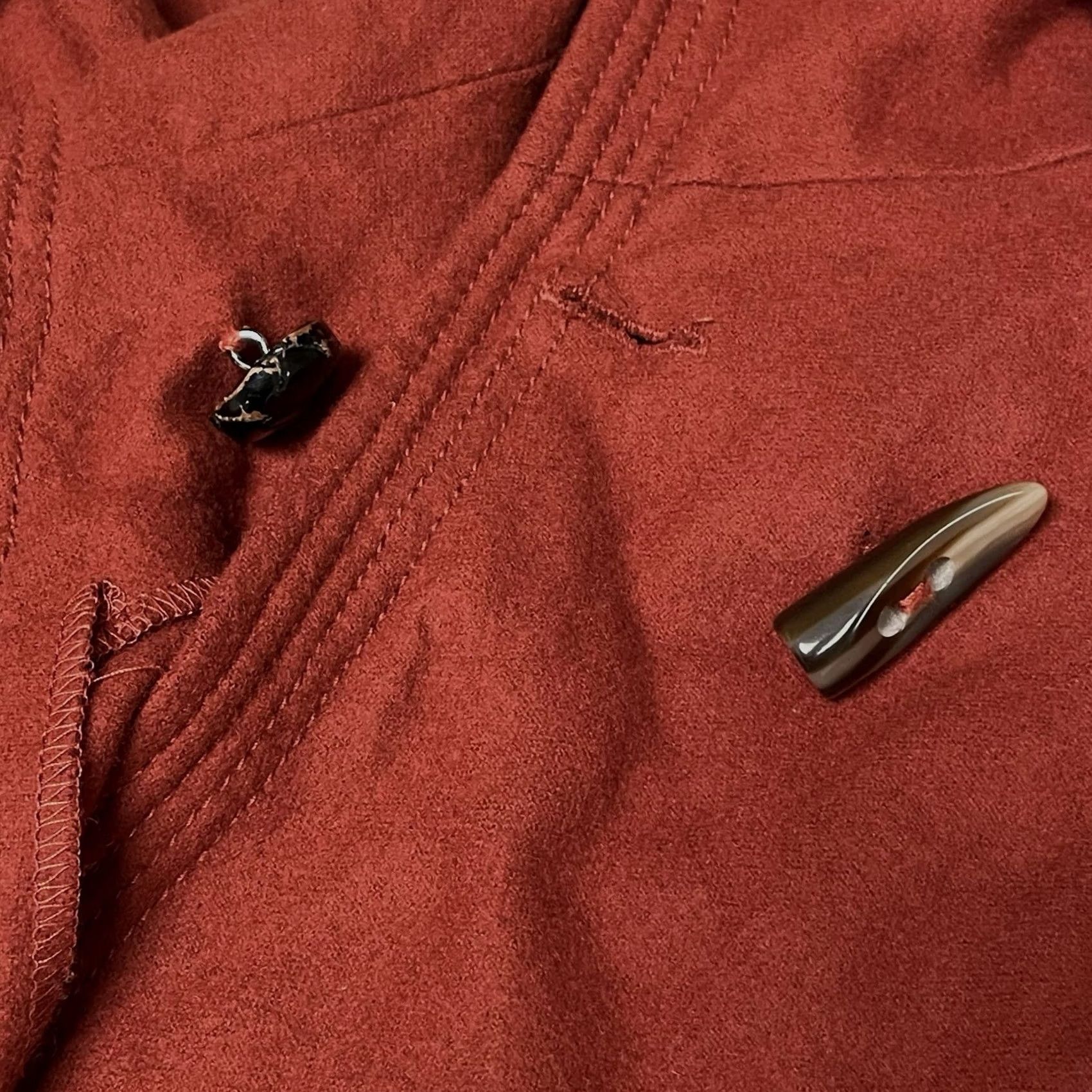 Vintage VINTAGE Apostrophe Women Red Wool Blend Collared Toggle Shawl Wrap Poncho Cape S Size S / US 4 / IT 40 - 3 Thumbnail