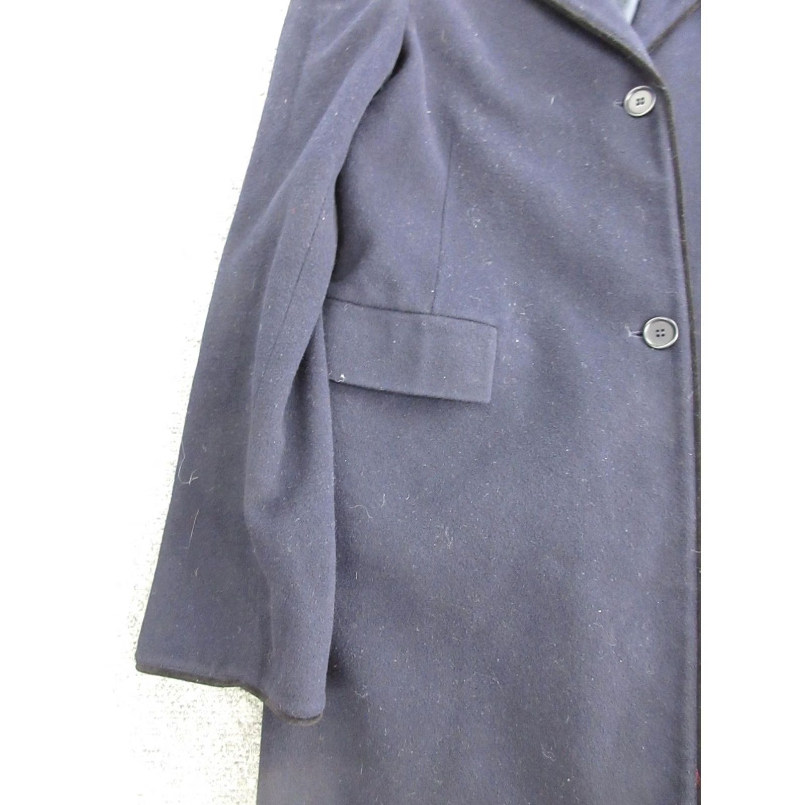 Vintage BARNEYS NEW YORK Coat Womens 42 Navy Wool Cashmere Classic Overcoat Lined Size US XS / EU 42 / 0 - 3 Thumbnail