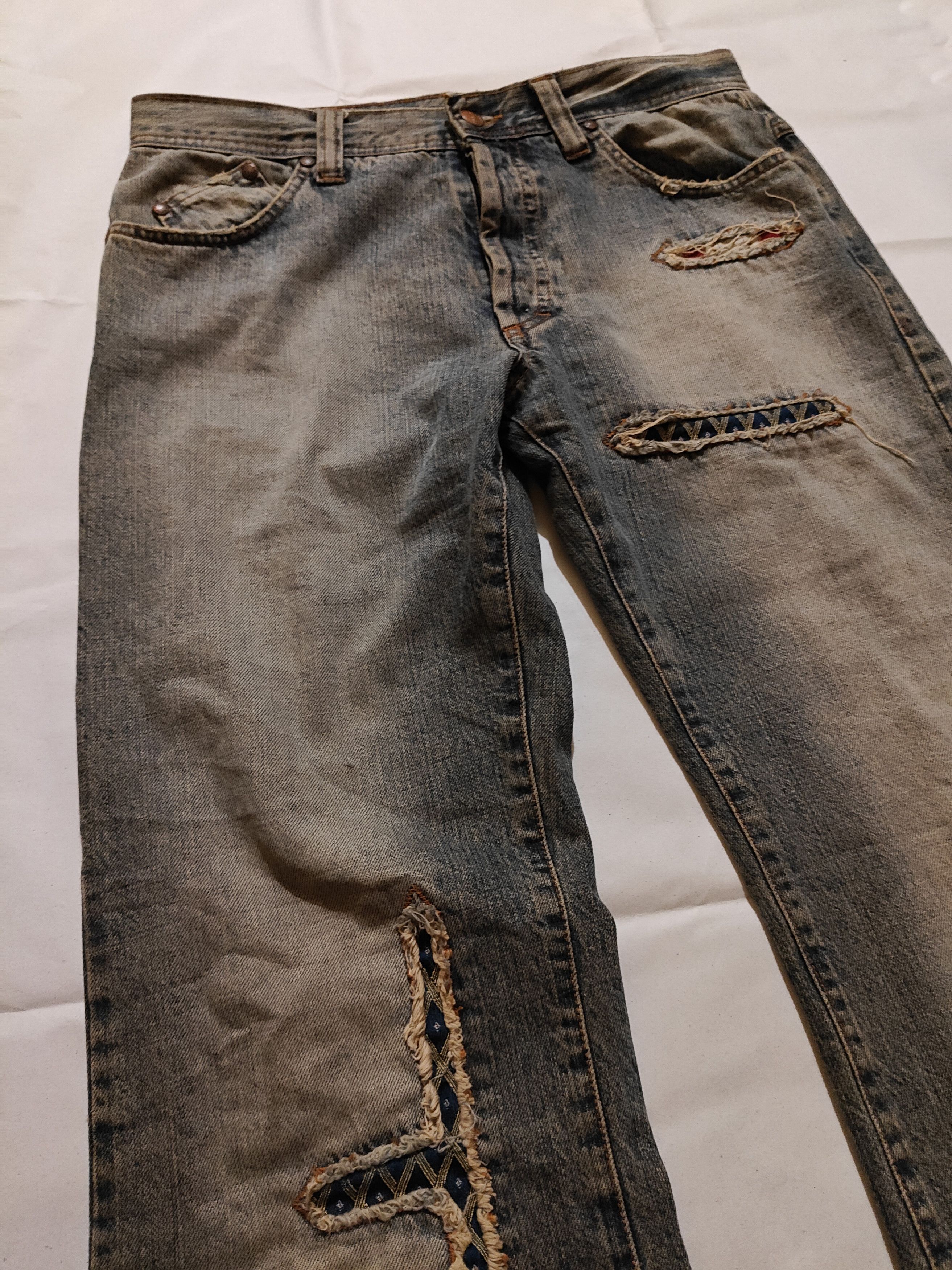 Other Gabba Archive Dirty Wash Distressed DenimPatchwork Jeans Size US 32 / EU 48 - 2 Thumbnail