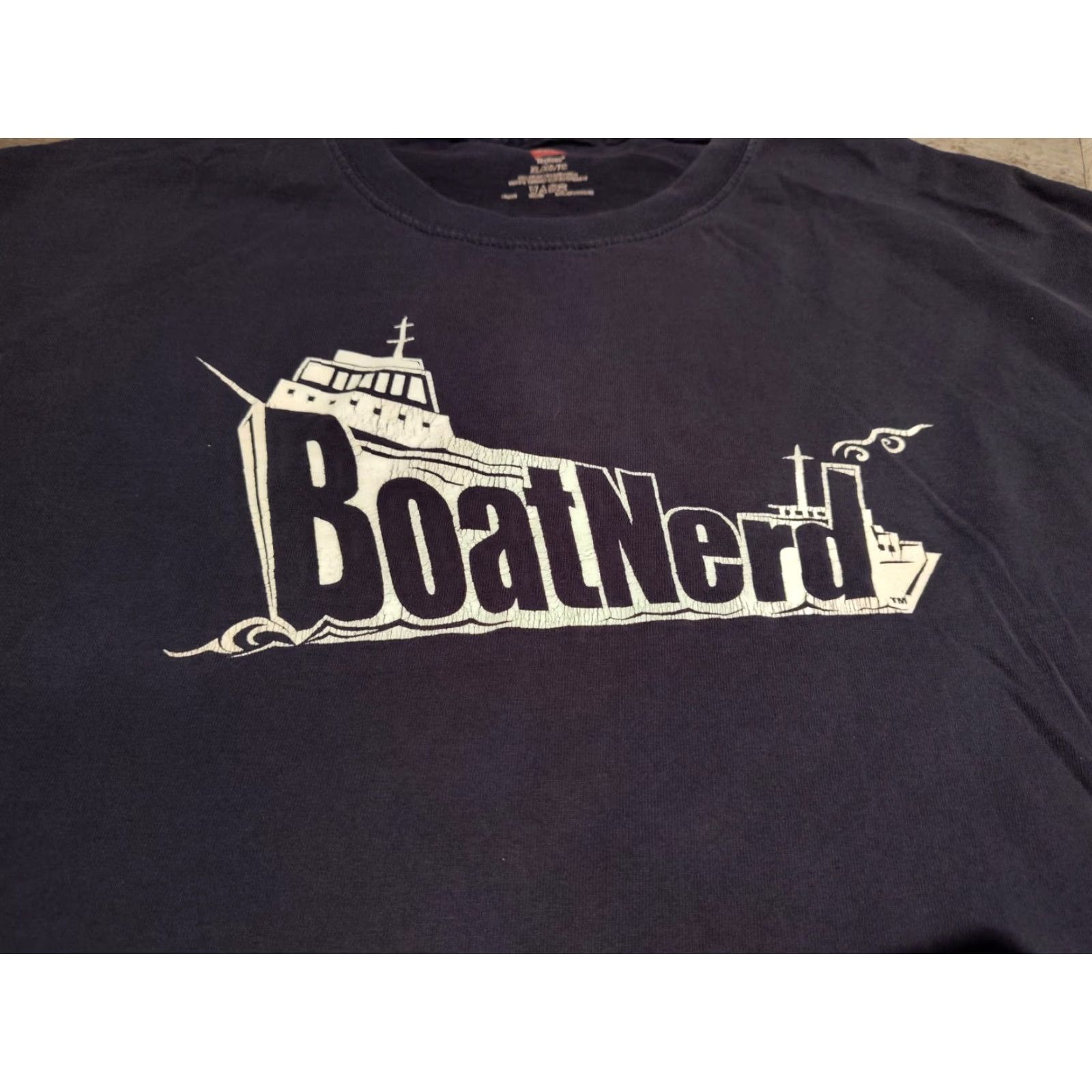 Hanes Vintage Hanes Men's Blue Crew Neck T-Shirt XL Boat Nerd Ship Graphic Casual Size US XL / EU 56 / 4 - 2 Thumbnail