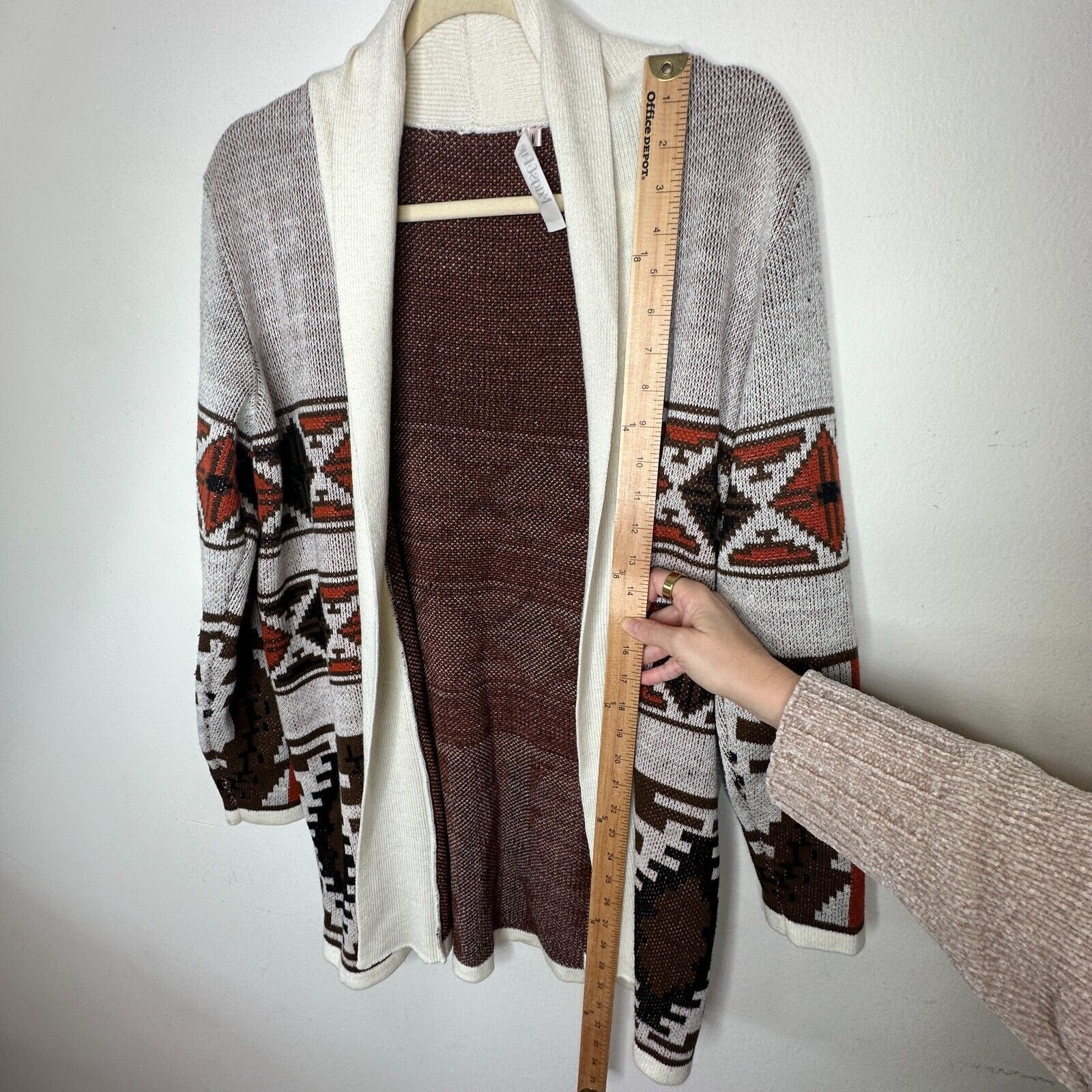 Other Mags & Pye Cream Brown Rust Native Aztec Longline Cardigan M Size M / US 6-8 / IT 42-44 - 10 Thumbnail