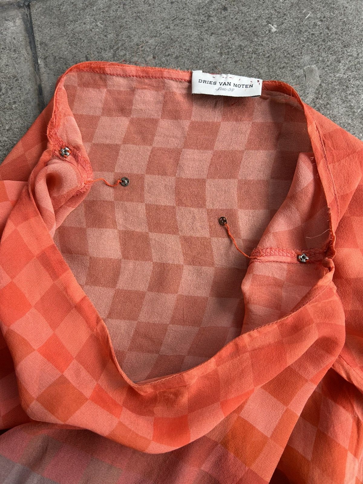 Dries Van Noten Dries Van Noten Checkered Patten Silk Kaftan Blouse Size XS / US 0-2 / IT 36-38 - 6 Thumbnail