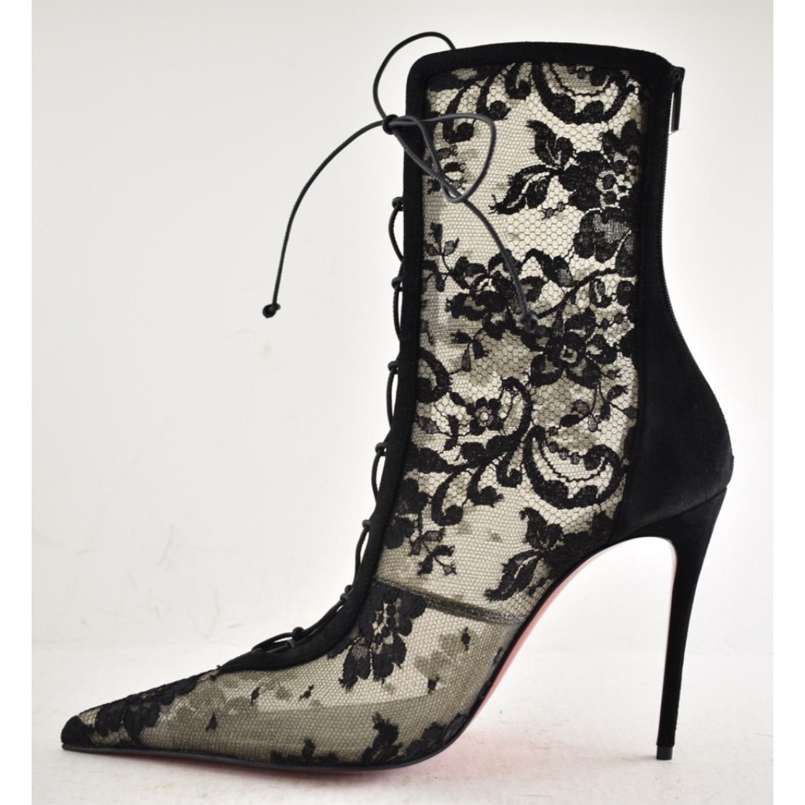 Christian Louboutin Christian Louboutin KM Lace Booty 100 Black Mesh Ankle 38.5 Size US 8.5 / IT 38.5 - 13 Thumbnail