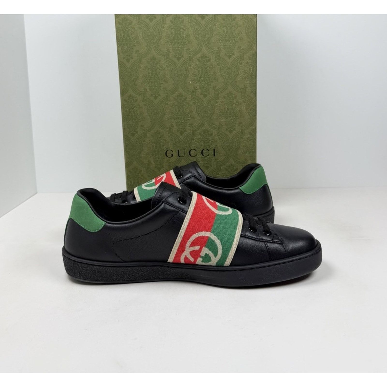 Gucci Size 8US - Gucci Ace Elastic Web Leather Sneakers Size US 8 / EU 41 - 5 Thumbnail