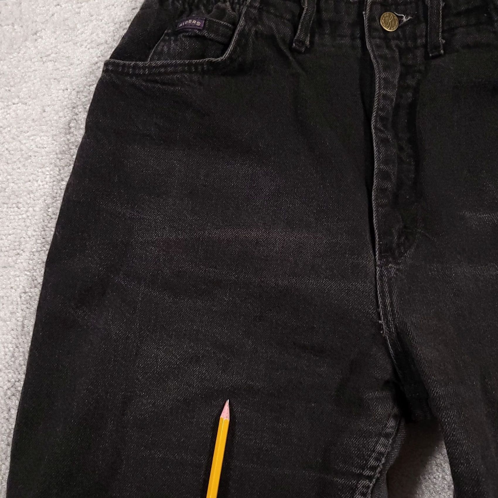 Lee VINTAGE Lee Riders Jeans Women's 14 Med Classic Fit Black Denim Tapered Leg USA Size 36" / US 14 / IT 50 - 6 Thumbnail