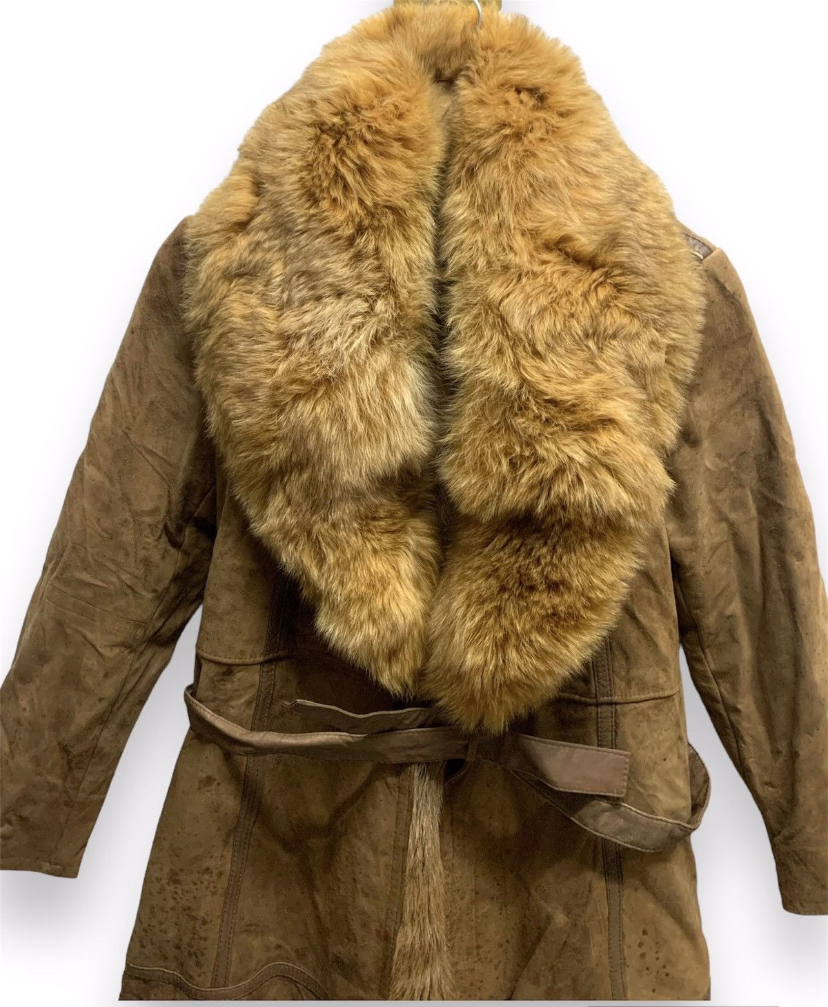 Leather Vintage Mink Fur Collar Leather Long Coat Size L Size US L / EU 52-54 / 3 - 1 Thumbnail