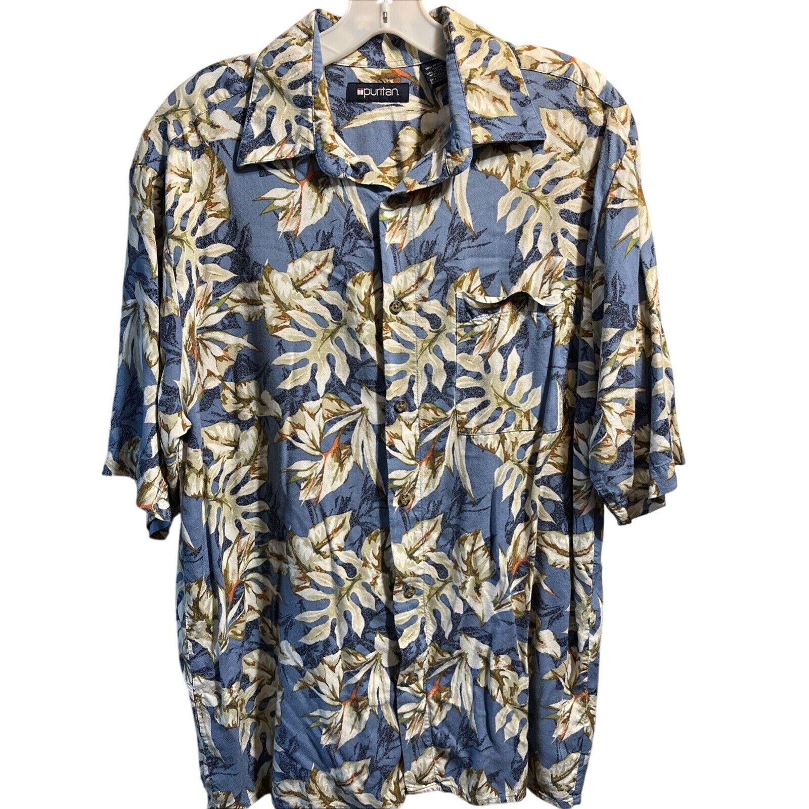 Puritan Puritan Hawaiian Shirt Size M Men's Blue SS Floral Viscose Size US M / EU 48-50 / 2 - 1 Thumbnail