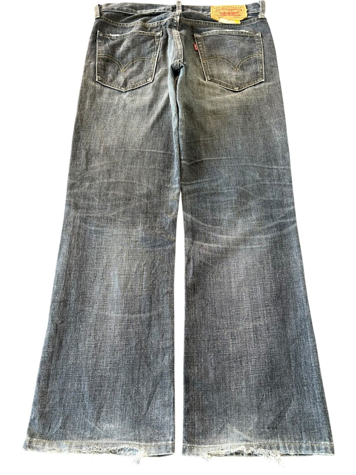 Levi's Vintage 90s Levis 517 Black Distressed Flare Jeans Size US 31 - 2 Thumbnail