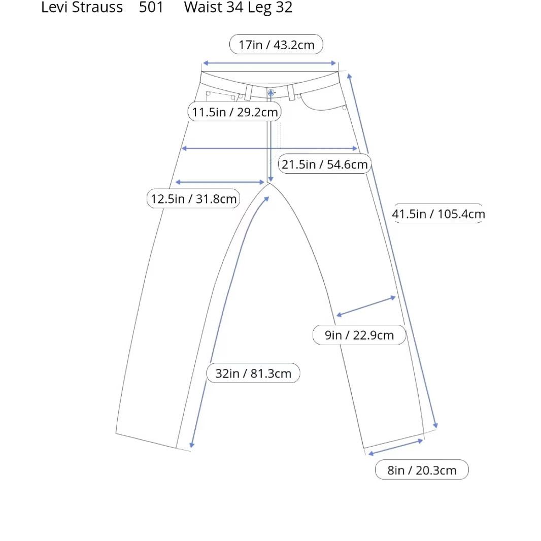 Levi's 501 Big E Jeans Straight Blue Waist 34 Leg 32 W34 L32 Button Fly, Men's — image 4 of 6