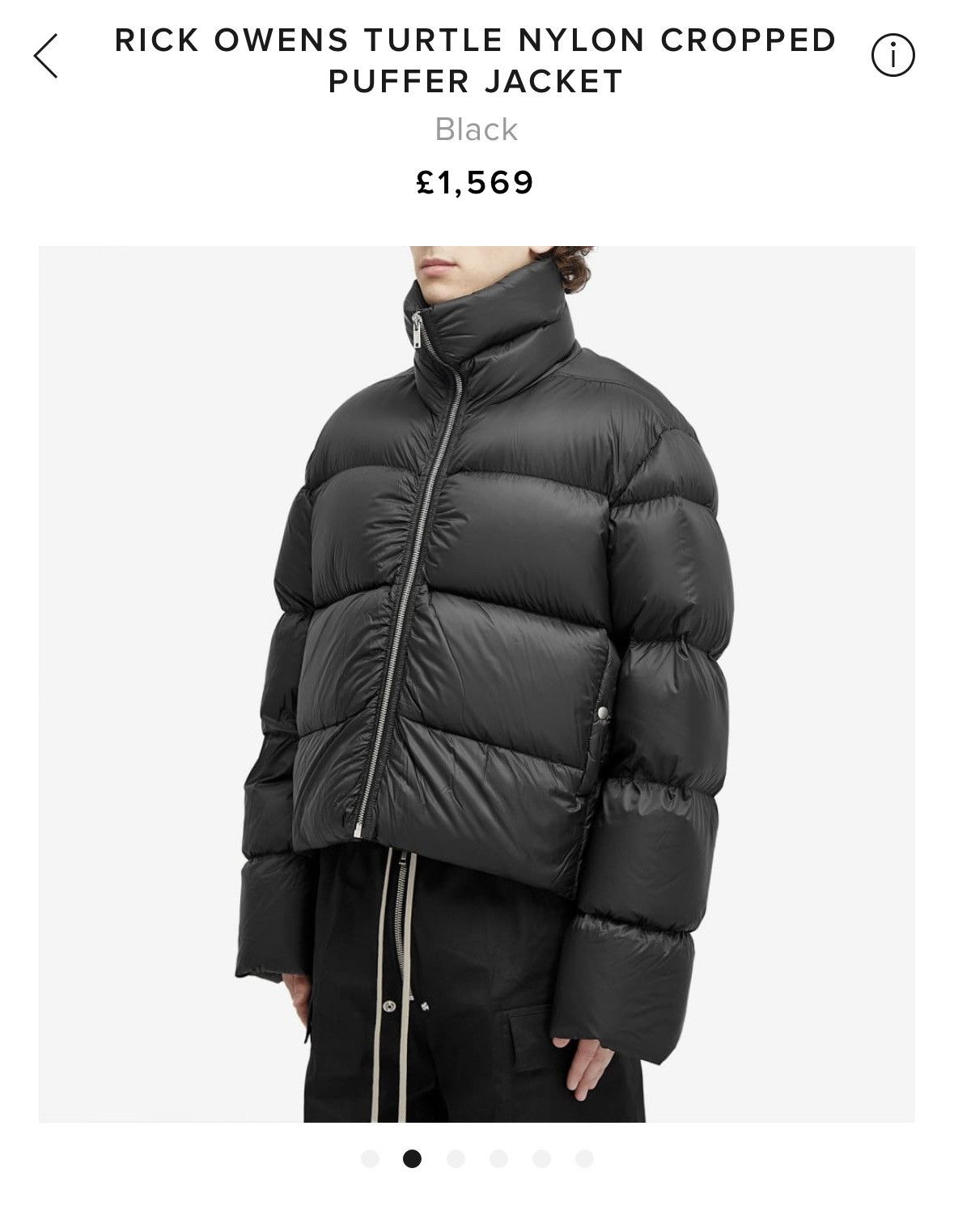 Rick Owens Rick Owen's Turtle Cropped Puffer Jacket black BLACK Size US M / EU 48-50 / 2 - 8 Thumbnail