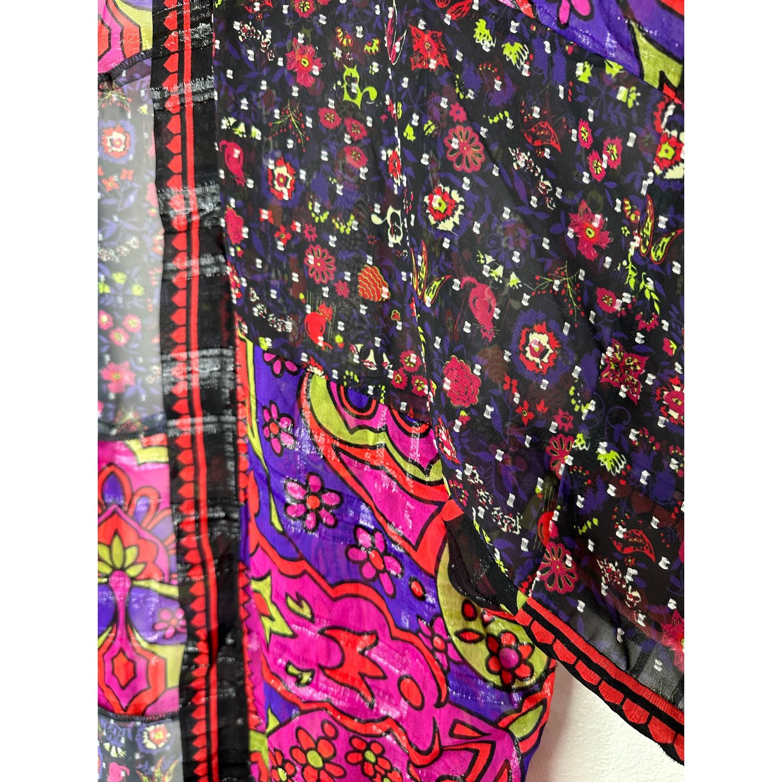 Anna Sui Anna Sui Multi Pink Black Sheer Floral Paisley Kimono M / L Size M / US 6-8 / IT 42-44 - 6 Thumbnail