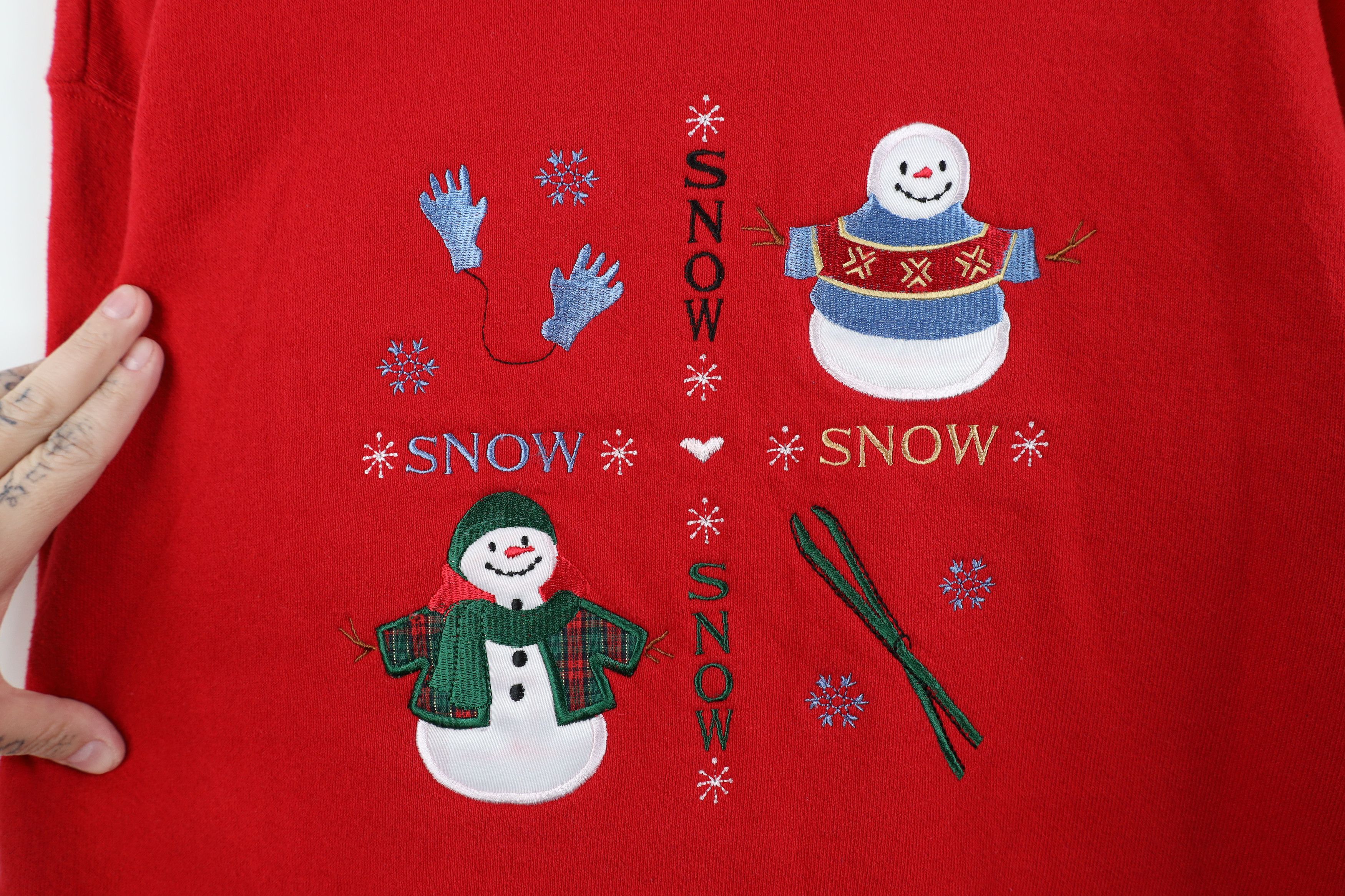 Vintage Vintage 90s Streetwear Christmas Snowman Sweatshirt Red Size L / US 10 / IT 46 - 4 Thumbnail