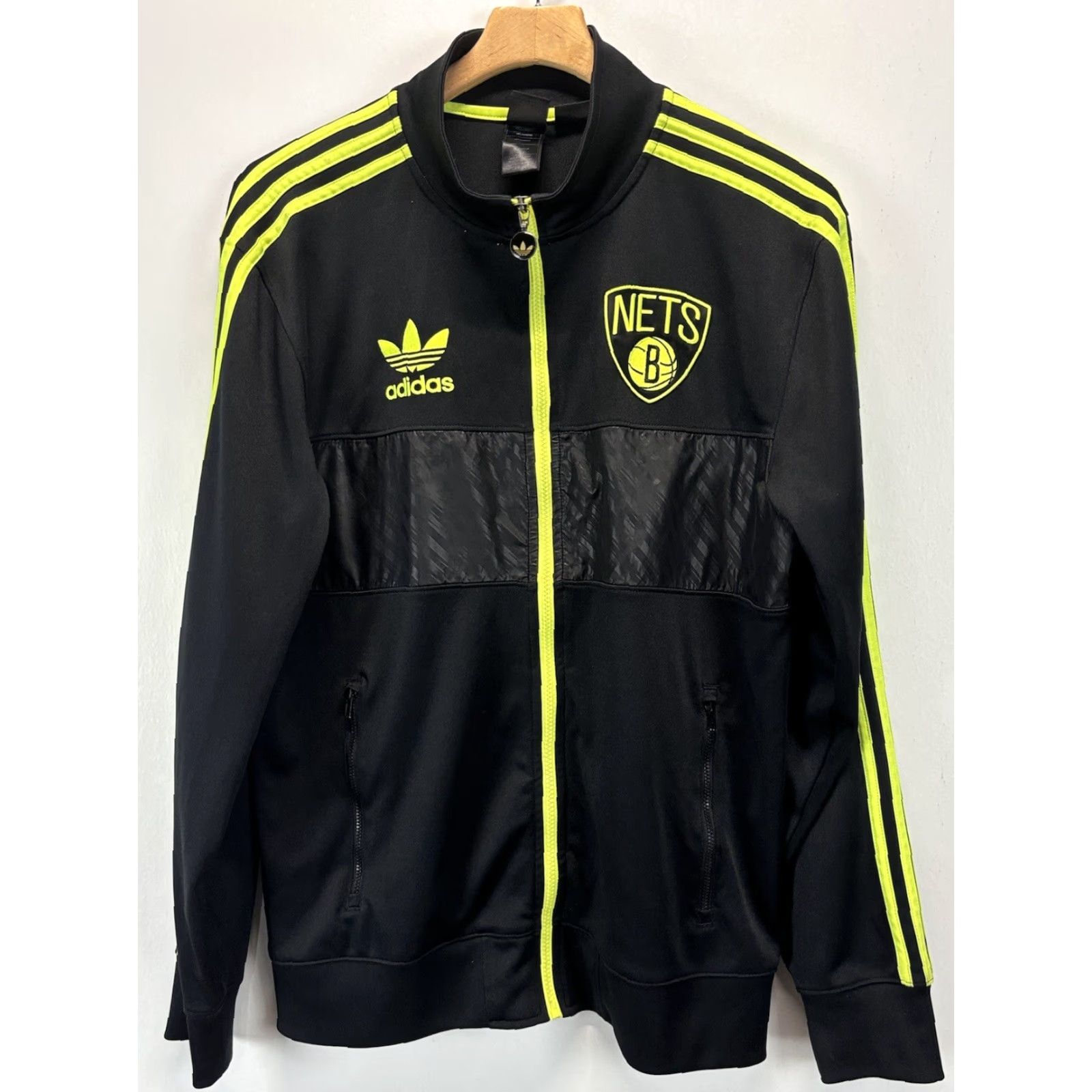 Adidas adidas Brooklyn Nets Track Jacket Sz Medium Men’s Black Neon Limited Edition Zip Size US M / EU 48-50 / 2 - 2 Thumbnail