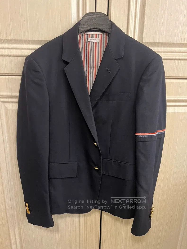 Thom Browne Thom Browne size 0 Dark blue gold brocade coat Size 38S - 1 Thumbnail