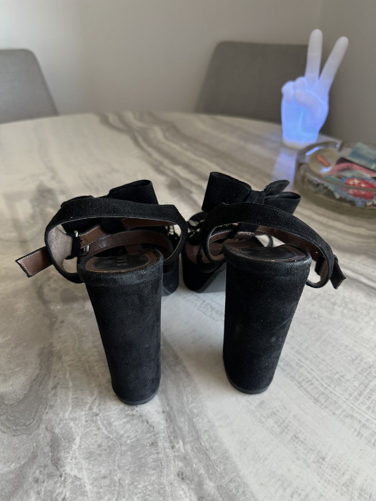 Marni Marni Black Suede Rhinestone Studded Platform Sandals Size US 9 / IT 39 - 8 Thumbnail