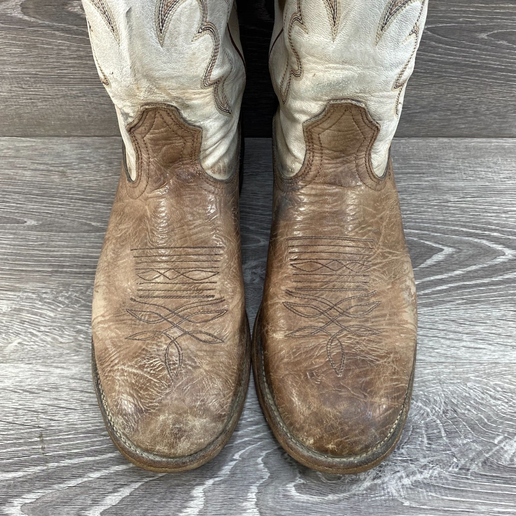 Roper Boulet 10 Brown Leather Ropers Round Toe Cowboy Western Boots Made in Canada Size US 10 / IT 40 - 4 Thumbnail