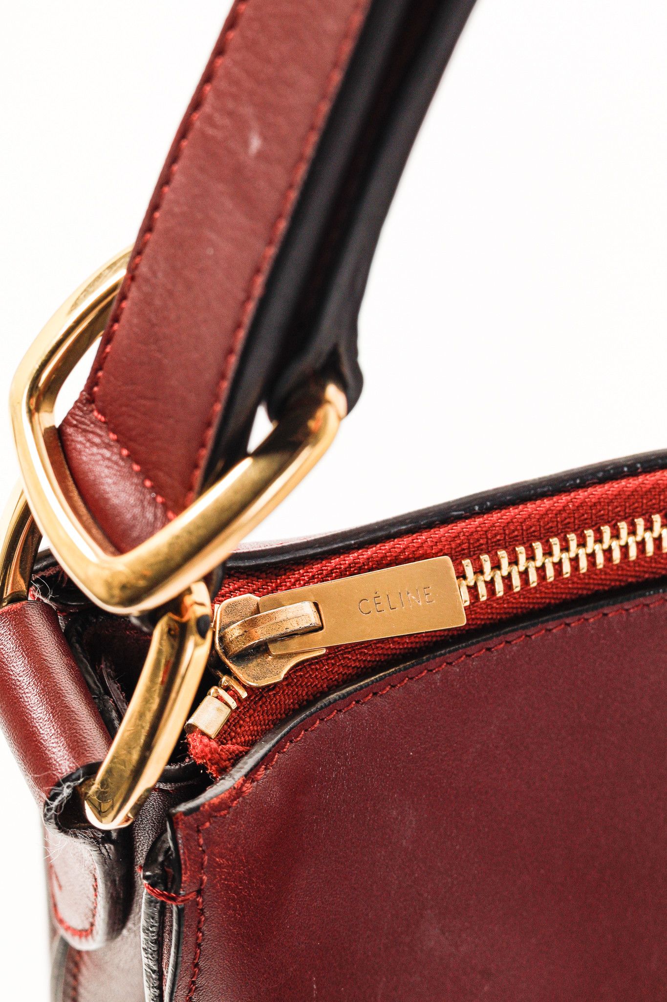 Celine Celine Light Burgundy Medium Calfskin Saddle Bag Size ONE SIZE - 11 Thumbnail