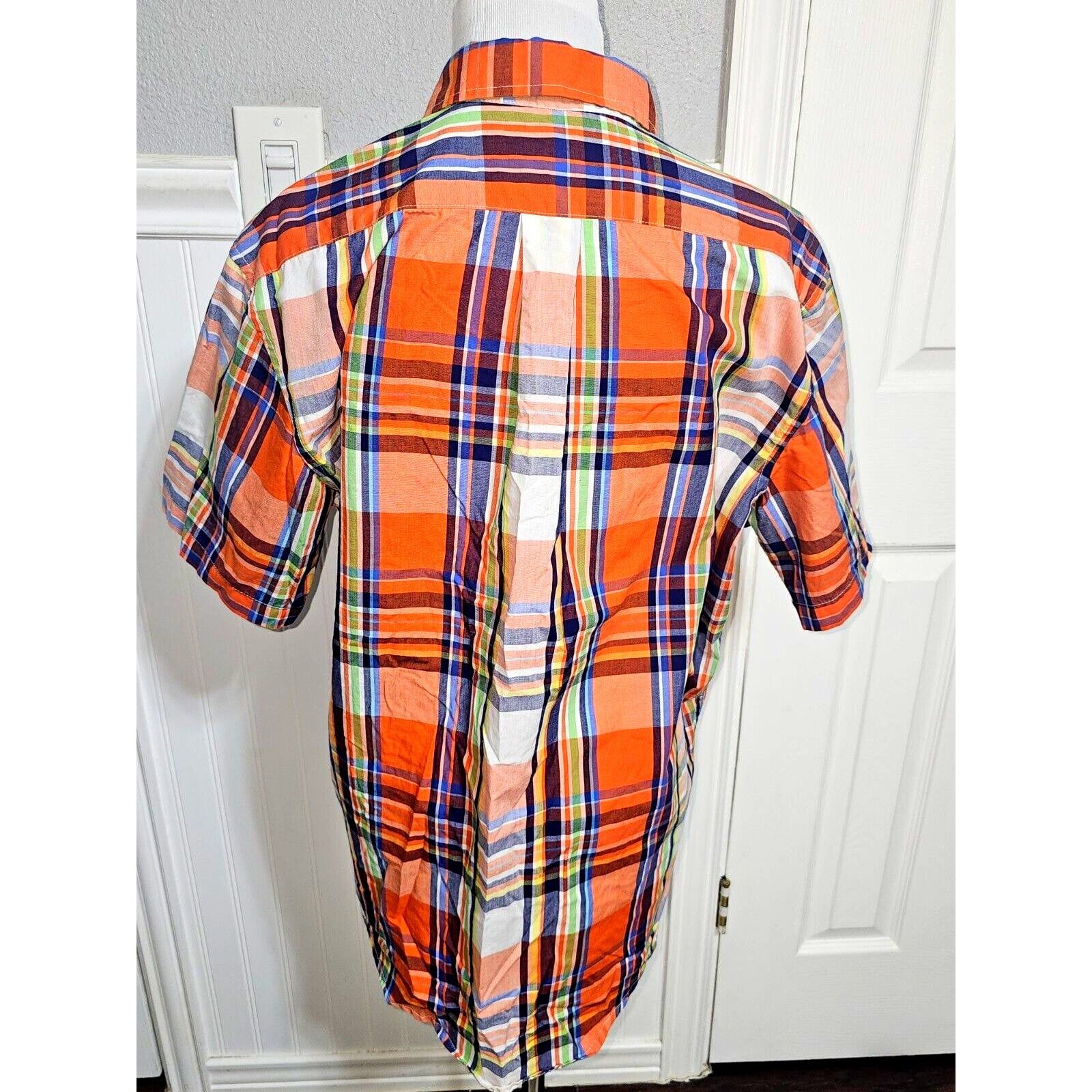 U.S. Polo Assn. US Polo Assn Mens Large Orange Blue Plaid Short Sleeve Size US L / EU 52-54 / 3 - 4 Thumbnail