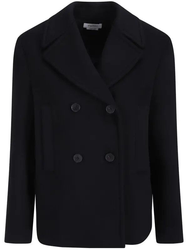 Alexander McQueen o1w1db100925 Wool Felt Peacoat in Black Size 54R - 1 Thumbnail