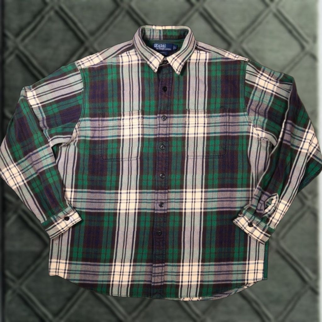 Polo Ralph Lauren VINTAGE Polo Ralph Lauren Farrell Heavy Twill Shacket Men’s L Plaid Work Shirt Size US L / EU 52-54 / 3 - 1 Thumbnail
