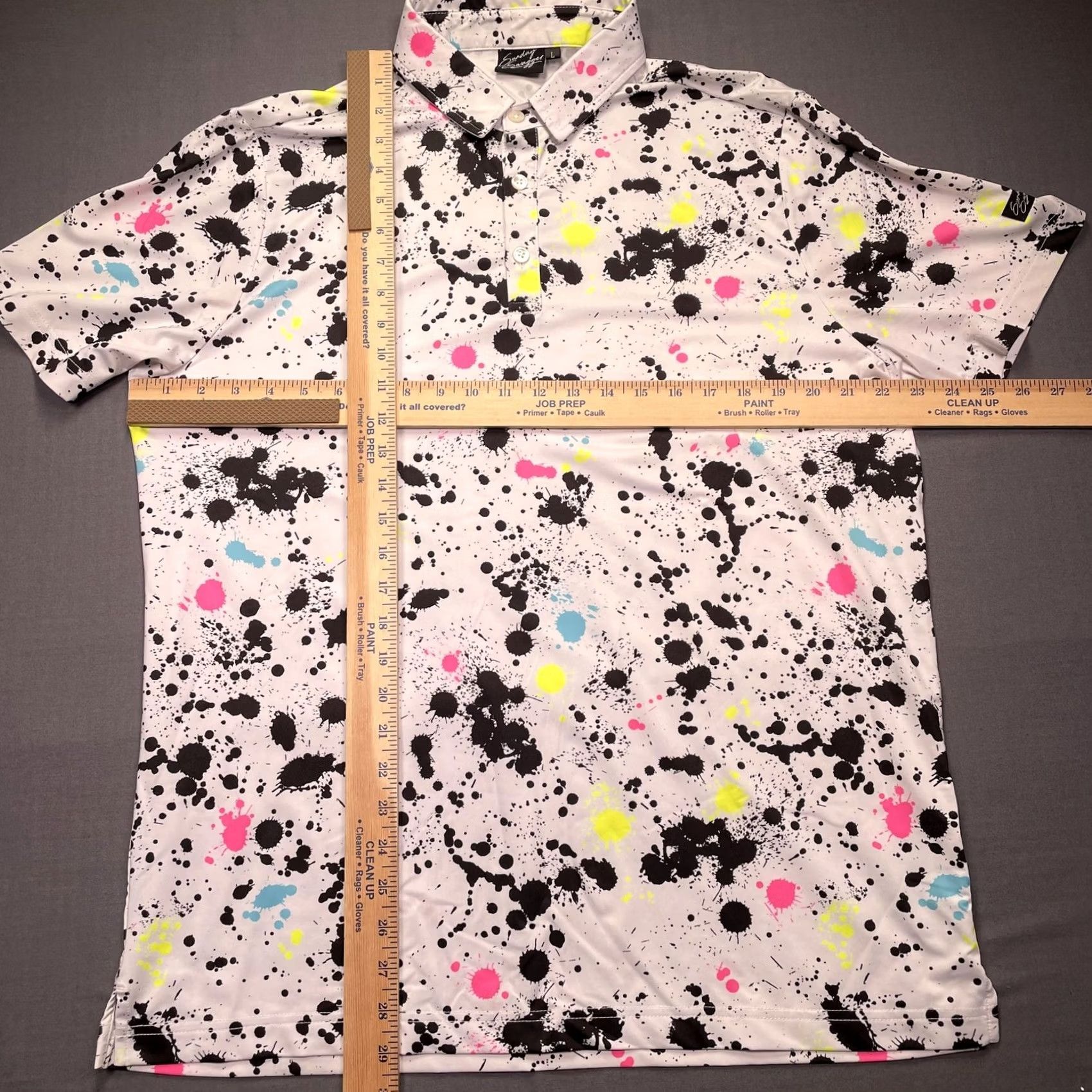 Vintage Sunday Swagger Polo Shirt Mens Large Paint Splatter Golf Performance Stretch Size US L / EU 52-54 / 3 - 4 Thumbnail