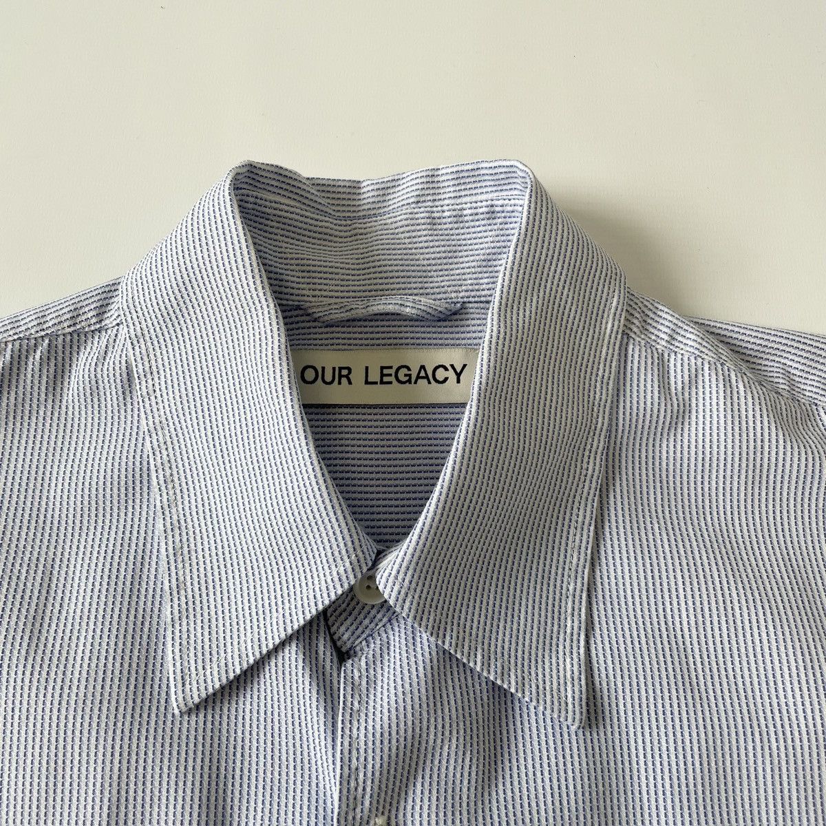 Our Legacy White / Blue Stripe Cotton ‘Above’ Shirt Size US M / EU 48-50 / 2 - 3 Thumbnail