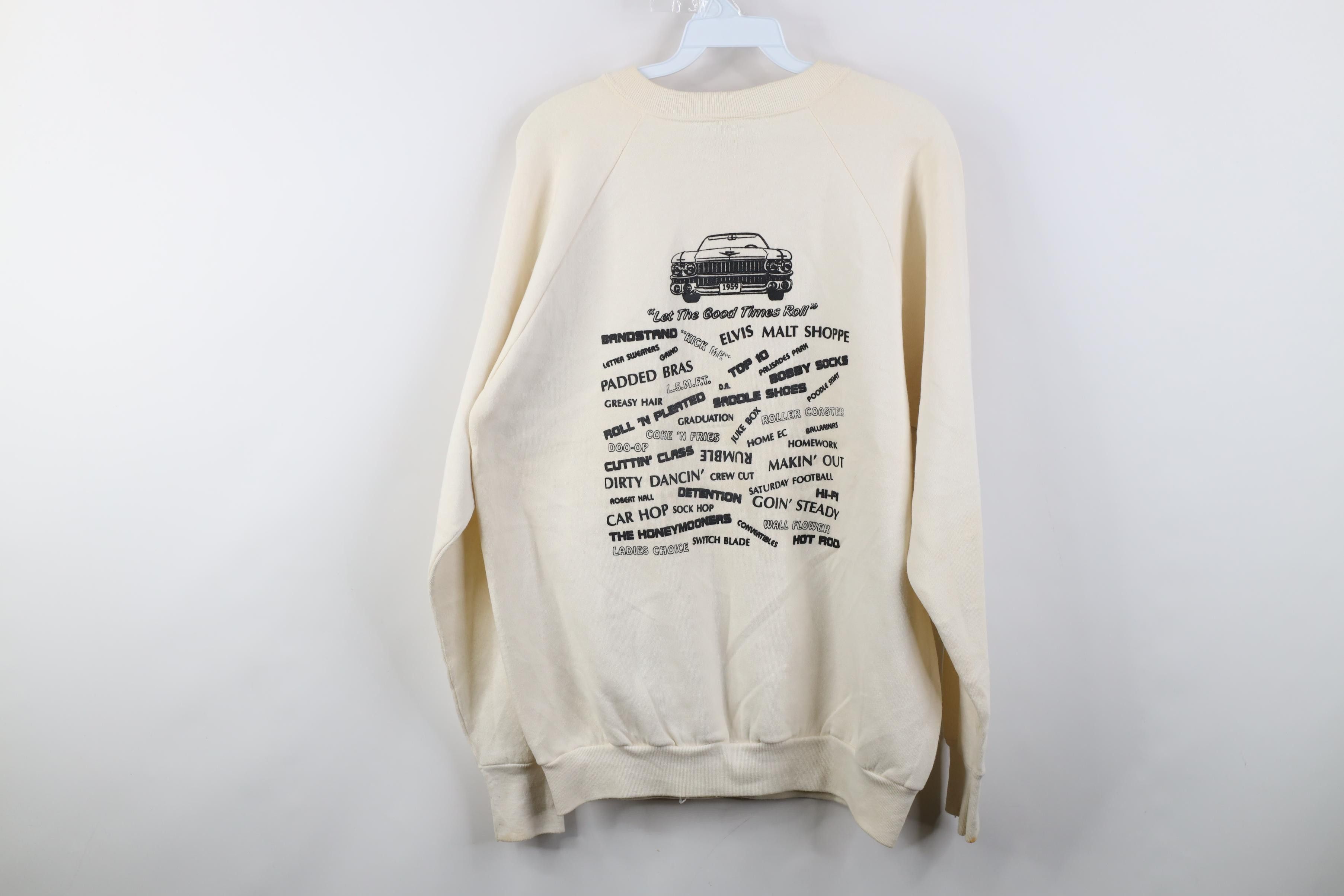 Vintage Vintage 90s Fabulous 50s Let the Good Times Roll Sweatshirt Size L / US 10 / IT 46 - 12 Thumbnail
