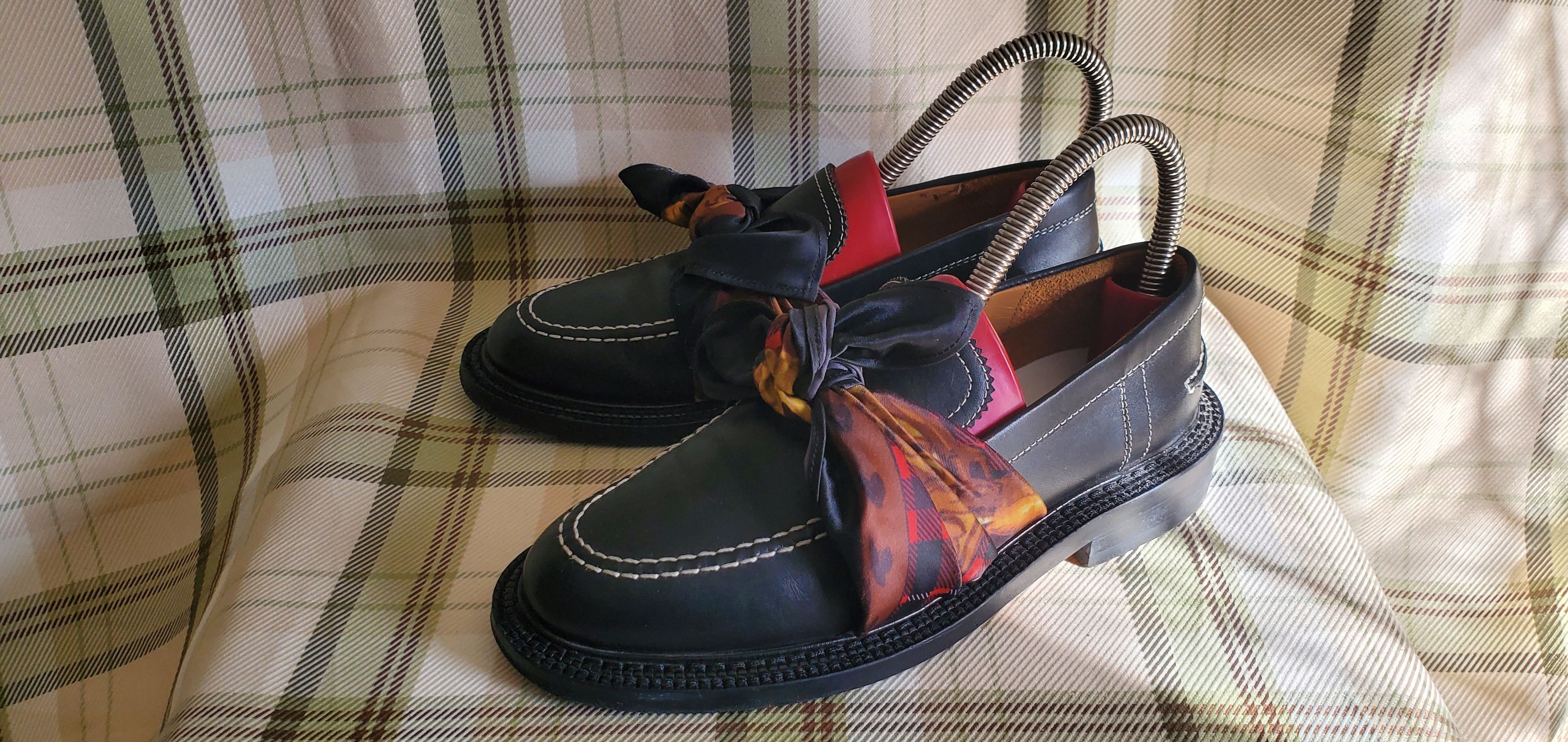 Maison Margiela Maison Margiela Silk-scarf Tie-front Leather Loafers Size US 5 / IT 35 - 2 Thumbnail