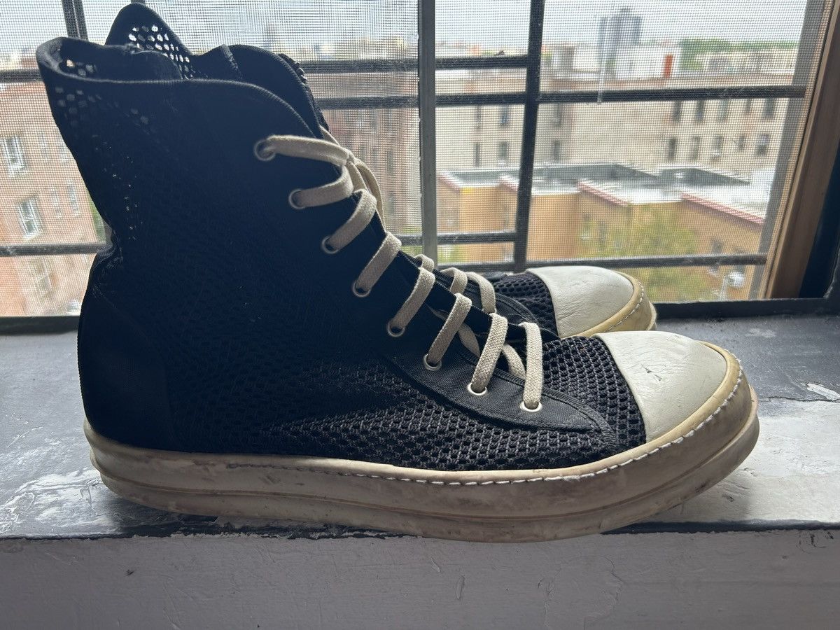Rick Owens Drkshdw Rick owens DRK SHDW mesh hi top sneakers Ramones Size US 12 / EU 45 - 5 Thumbnail