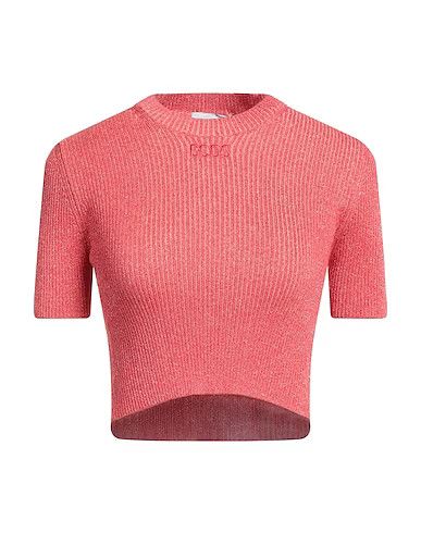 image of Gcds O1Mle0524 Ribbed Lurex Crop Top In Coral, Women's (Size Small)