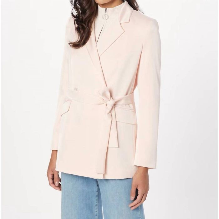 Marella Andina Double Breasted Satin Belted Jacket In Powder | Grailed