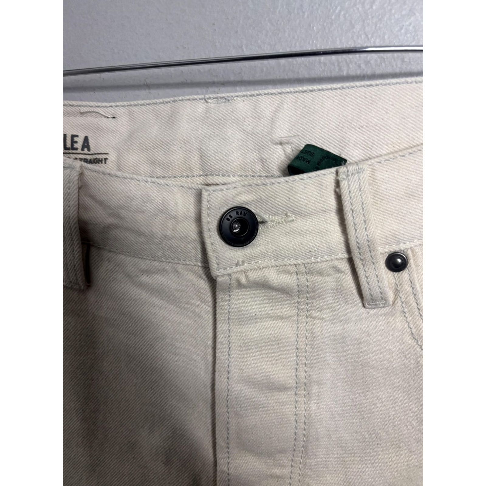 Vintage G-Star RAW Triple A Regular Straight Jeans Mens Off-White Cream Denim Pants Size US 33 - 3 Thumbnail