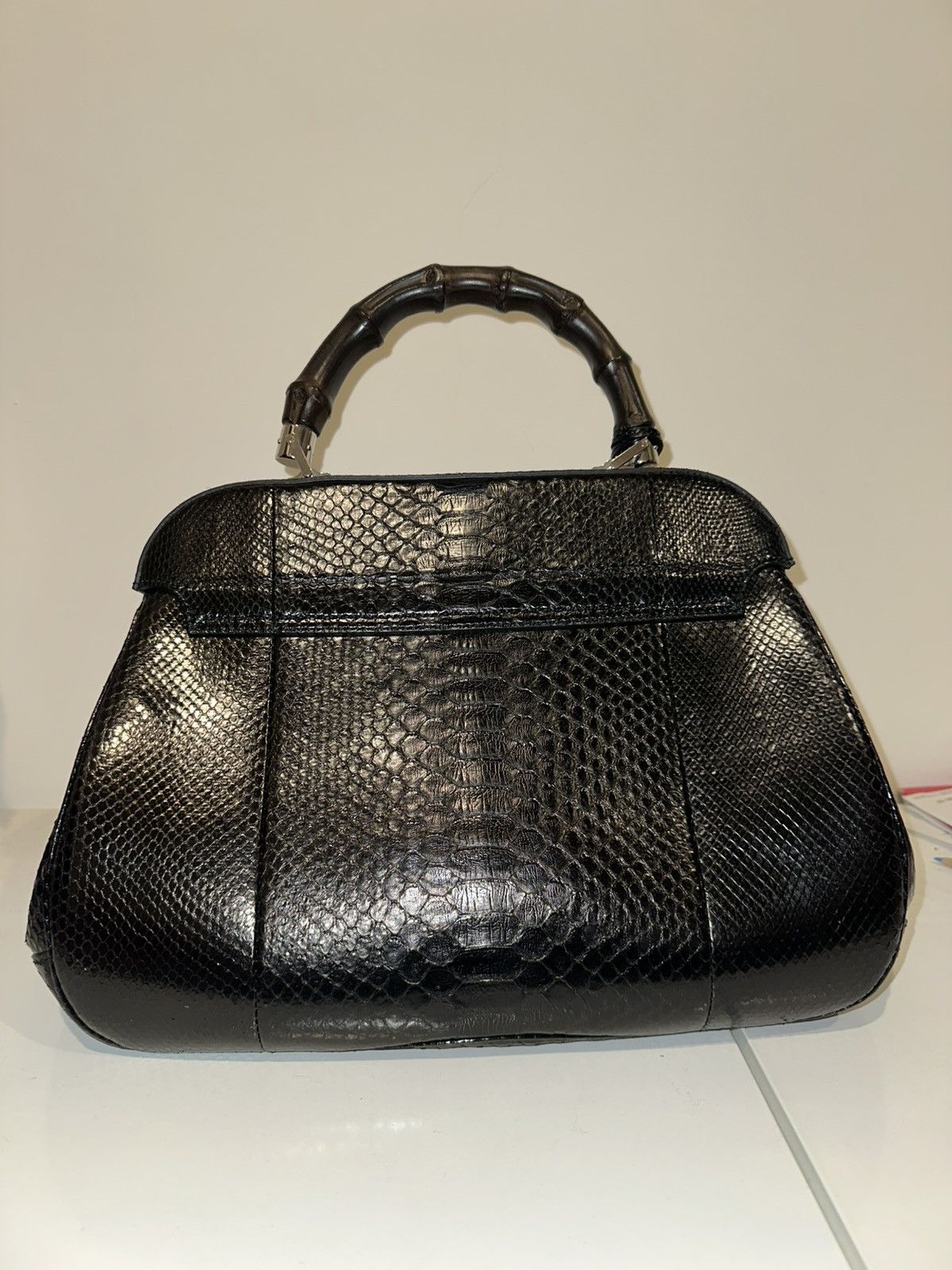 Gucci × Vintage Gucci Black Python Lady Lock Large handle bag Size ONE SIZE - 3 Thumbnail