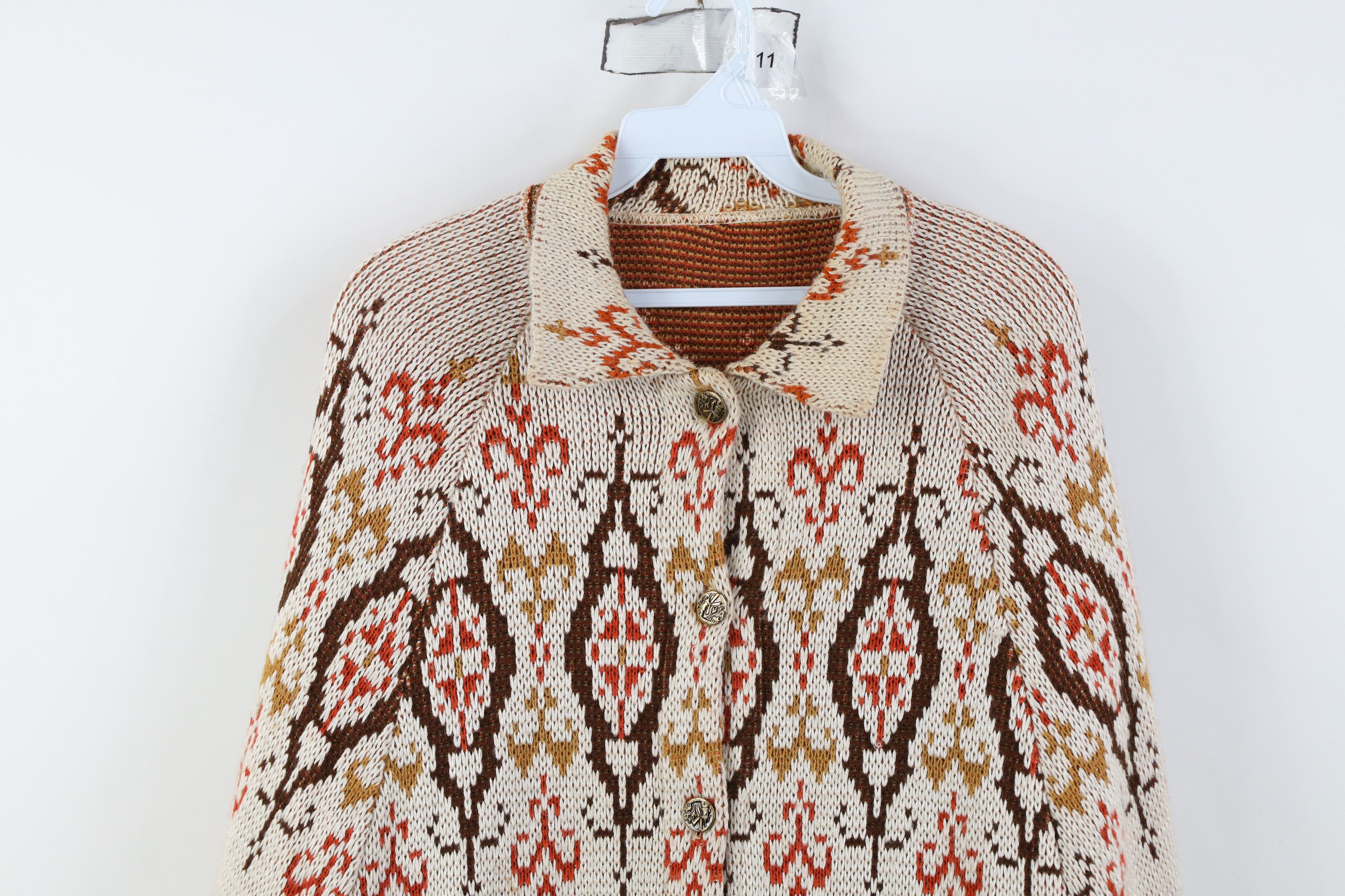Vintage Vintage 70s Mid Century Modern MCM Knit Poncho Sweater Cape Size ONE SIZE - 2 Thumbnail