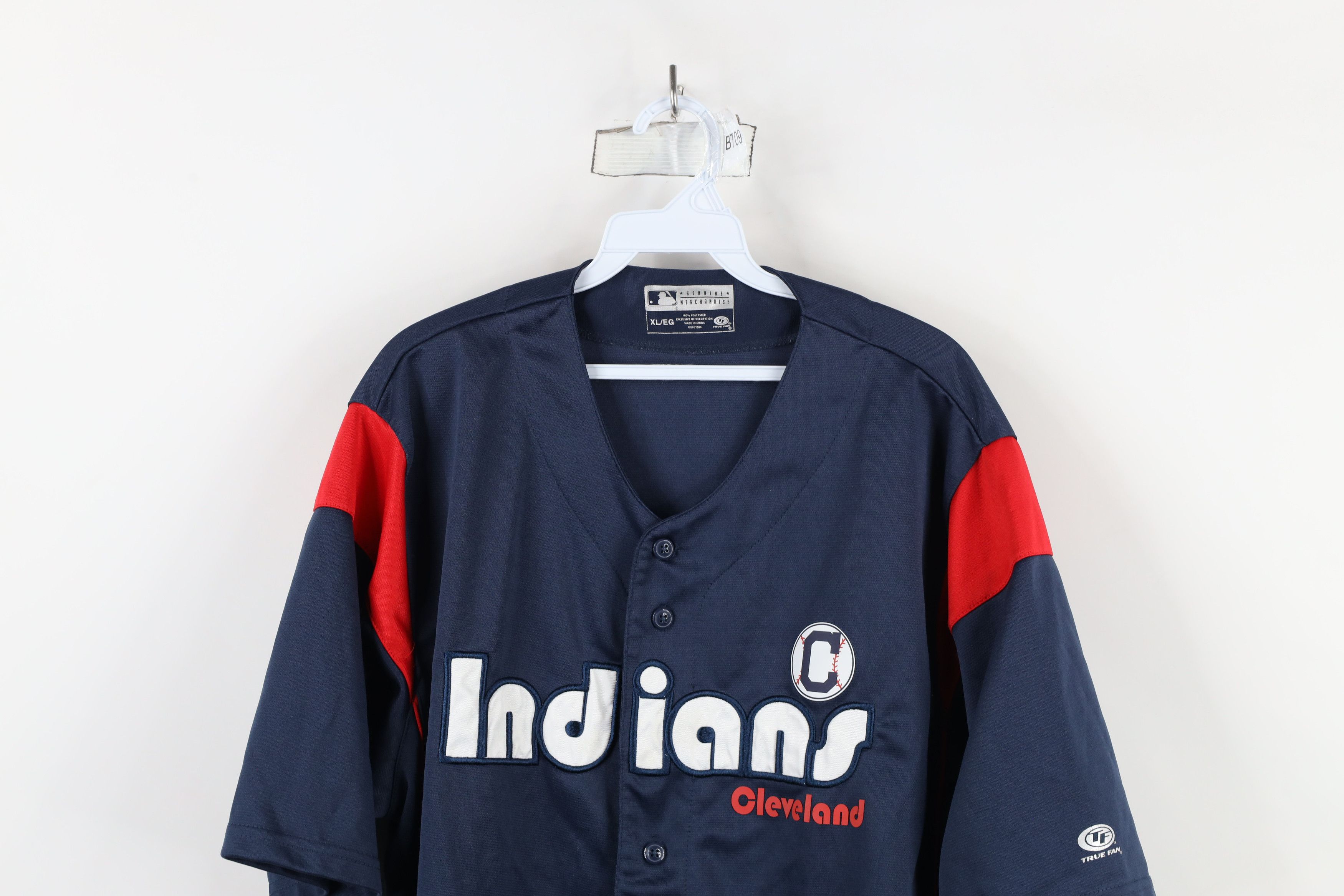 Vintage Vintage Y2K Cleveland Indians Baseball Jersey Navy Blue Red Size US XL / EU 56 / 4 - 2 Thumbnail