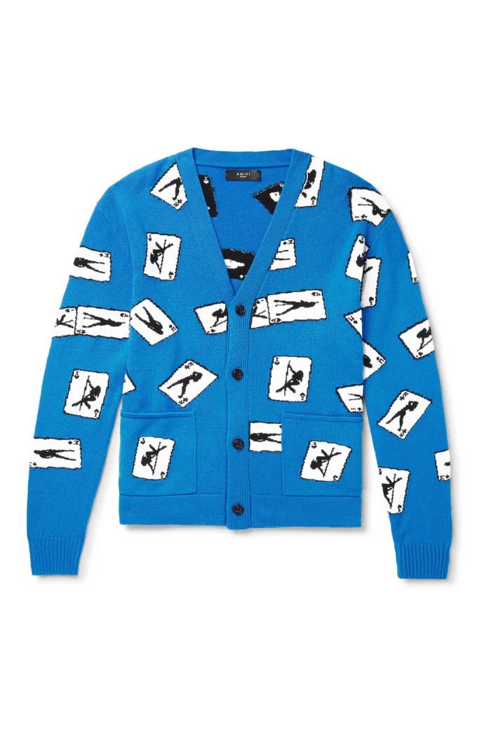 Amiri o1wfsh0625 Cashmere and Wool-Blend Cardigan in Blue Size US M / EU 48-50 / 2 - 1 Preview
