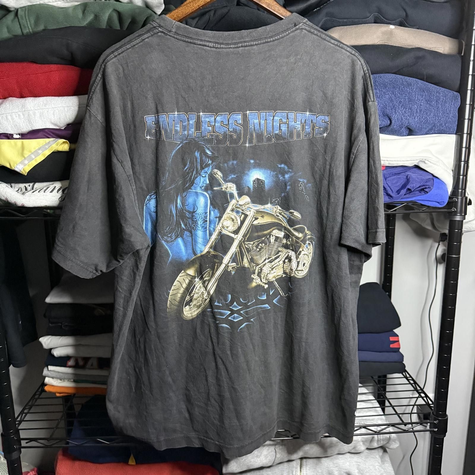 Designer Vintage Endless Nights Graphic Tee - XL Black Size US XL / EU 56 / 4 - 1 Thumbnail
