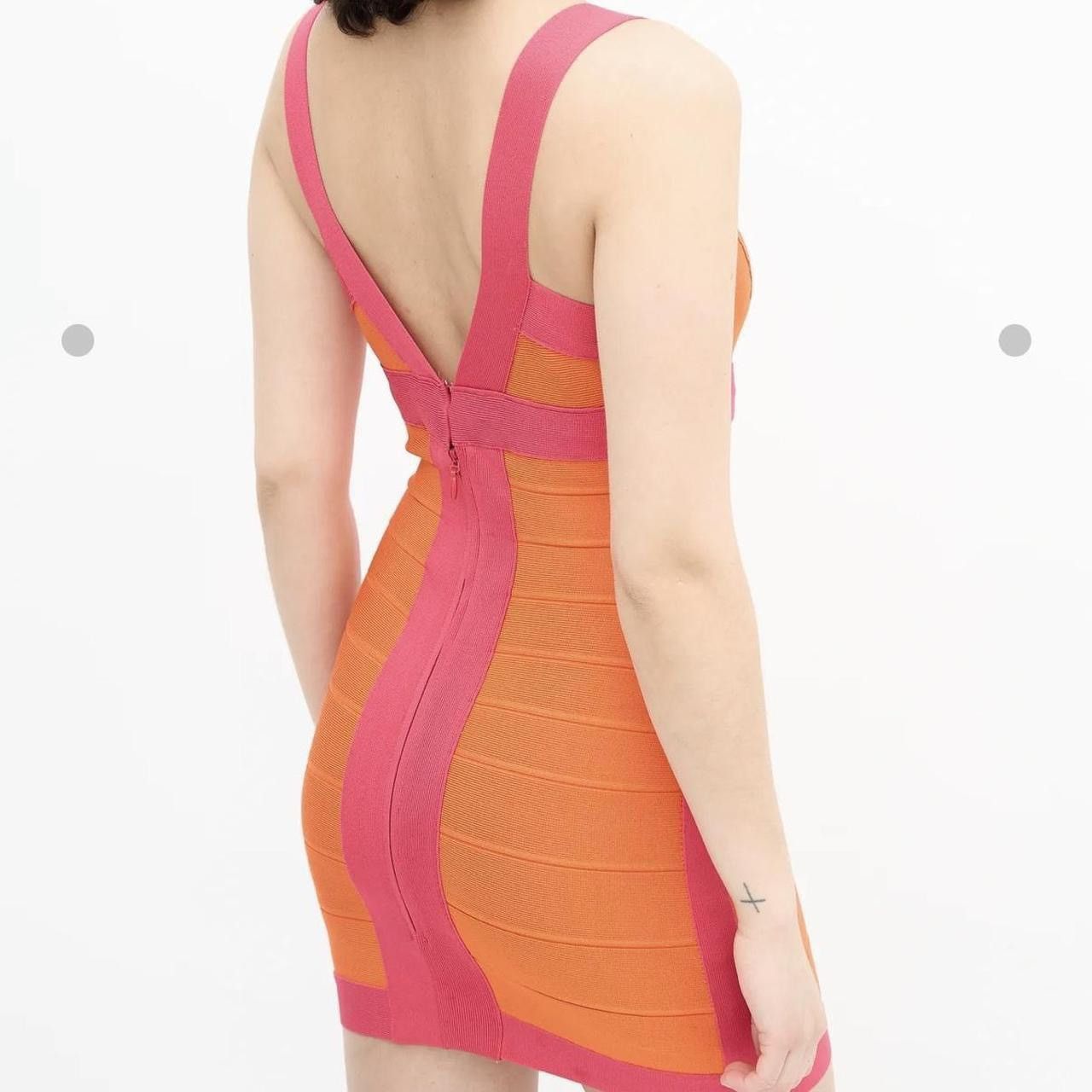 Herve Leger Hervé Léger Orange & Pink Billie Bandage Dress Size M / US 6-8 / IT 42-44 - 6 Thumbnail