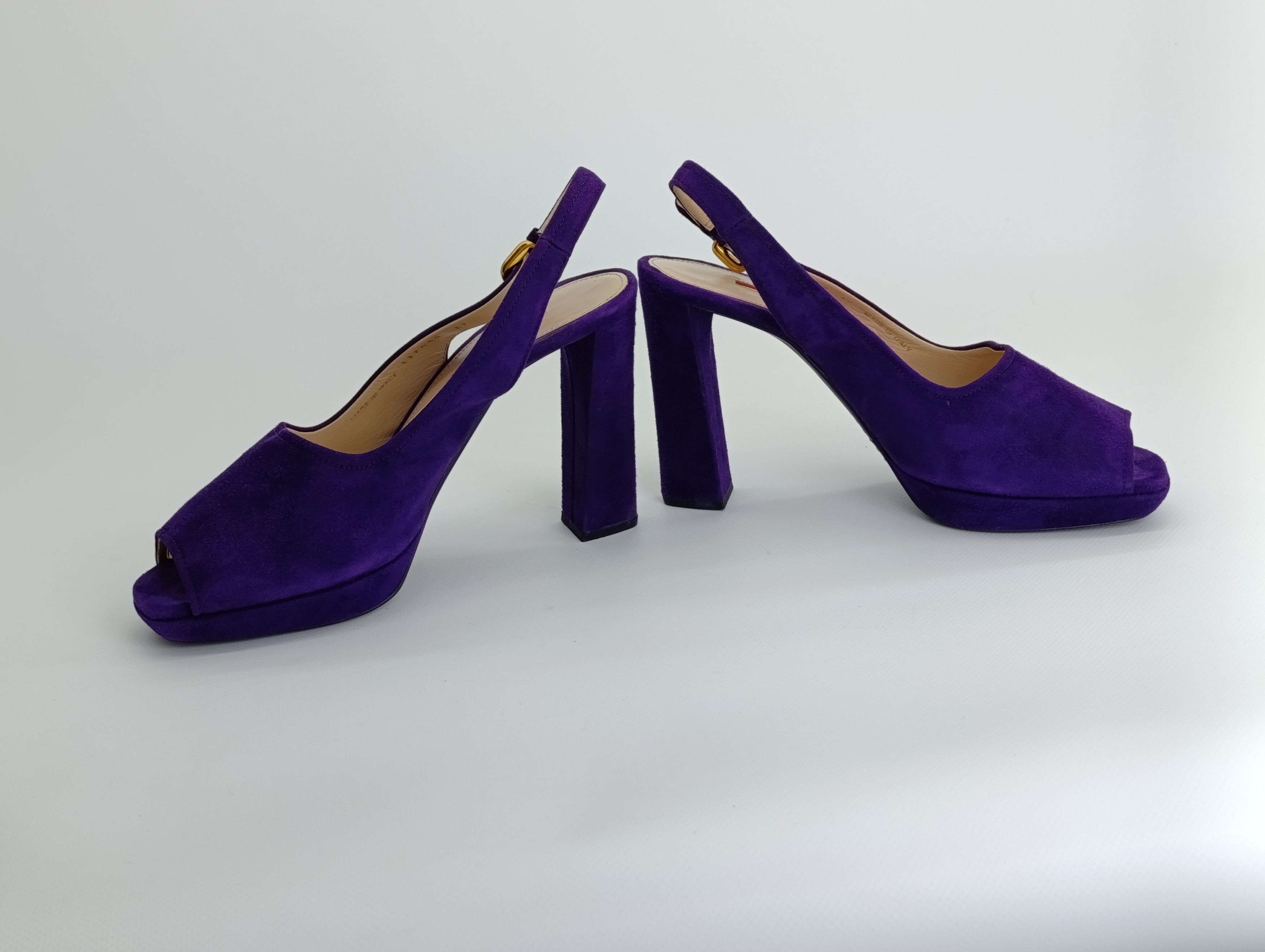 Prada PRADA BARHAT SANDALS HEELS PURPLE RED TAB Size US 7 / IT 37 - 11 Thumbnail